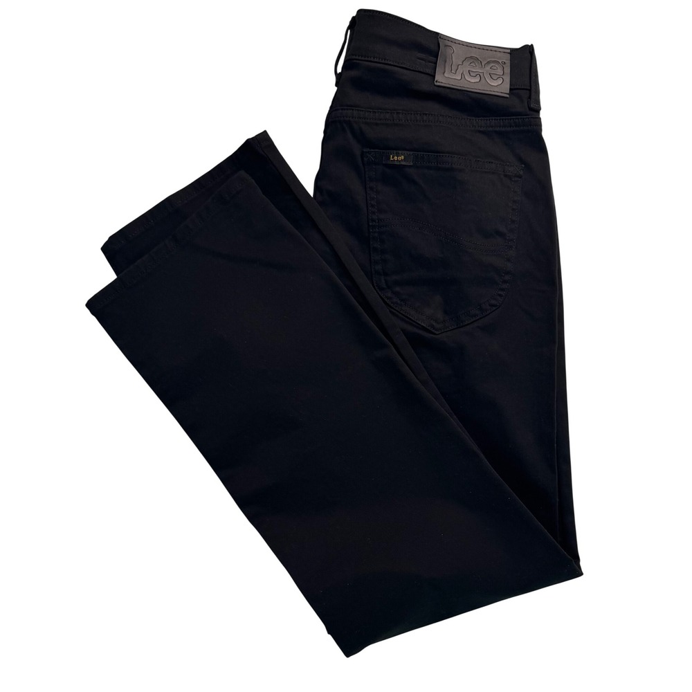Lee Mens Regular Fit Black Jeans Comfort Gusset 30x30